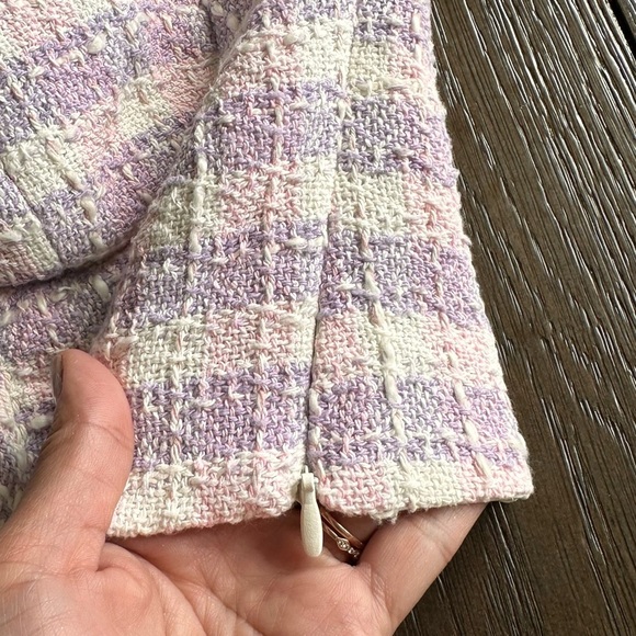 Zara Corset Half Textured Pink Purple Size M Top Crop top Bustier Tweed Plaid - Picture 3 of 7